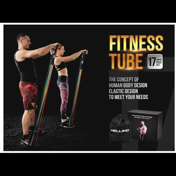 Resistance Bands Set (17pcs) Fitness Bands Exercise Bands with Door Anchor New - Picture 7 of 7